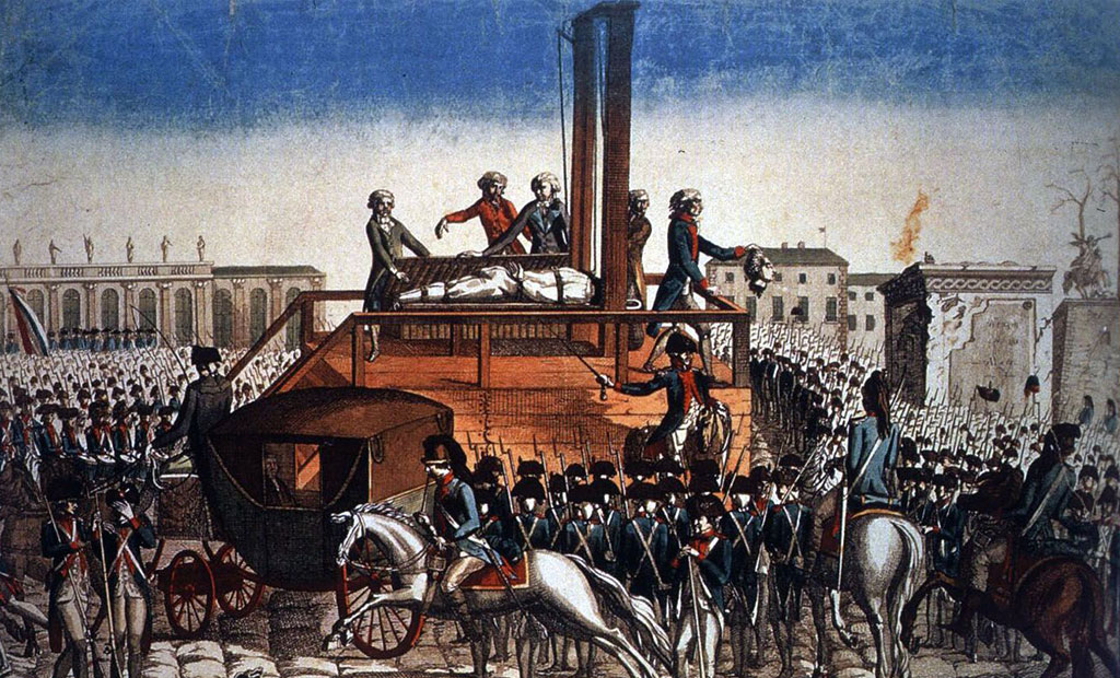 صحنه اعدام شاه لوئی شانزدهم با گیوتین
