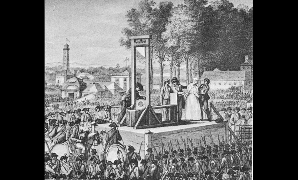 صحنه اعدام ملکه ماری آنتوانت با گیوتین
