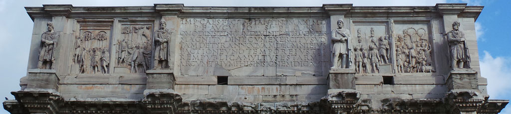 سنگ نگاره های تزئینی و کتیبه ساخت طاق نصرت کنستانتین