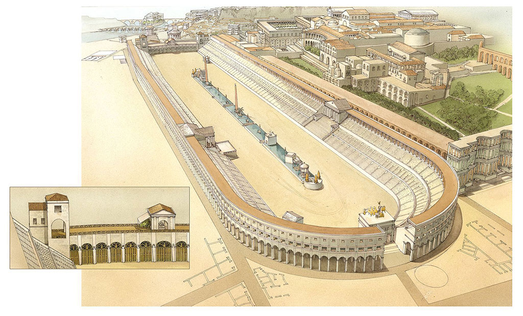 نمای بازسازی شده از استادیوم ماکسیموس در شهر رم