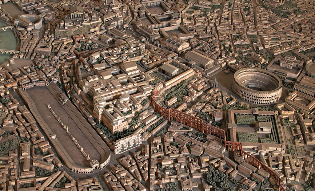 نمای بازسازی شده از شهر رم در دوران باستان