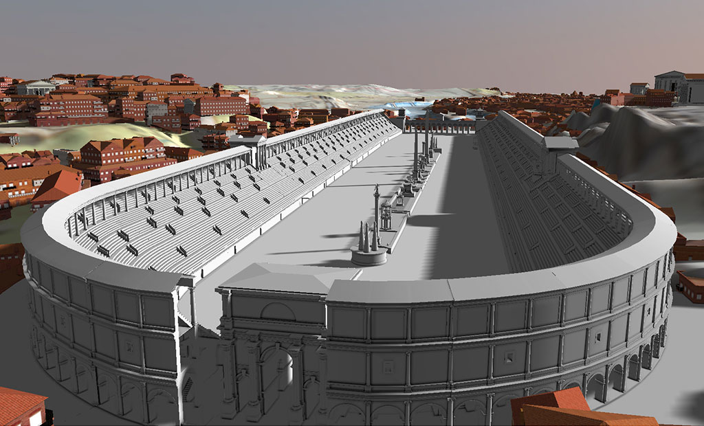 تصویر بازسازی شده از استادیوم ماکسیموس در شهر رم