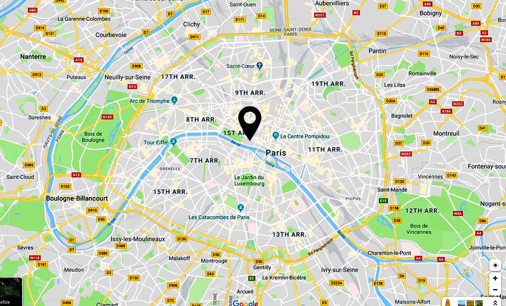 نقشه موزه لوور در منطقه 1 شهر پاریس