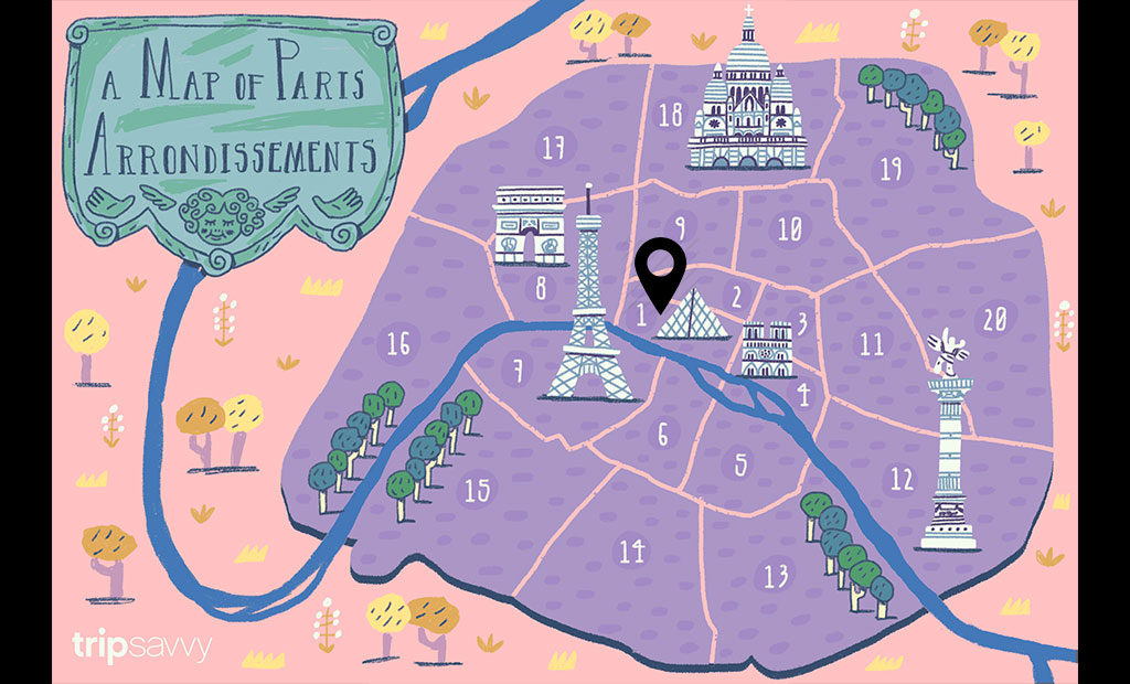 نقشه اماکن توریستی شهر پاریس