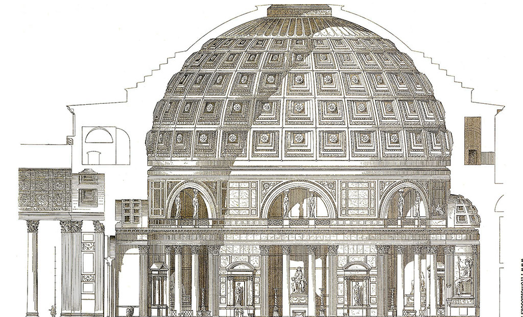نقشه پلان معبد پانتئون رم